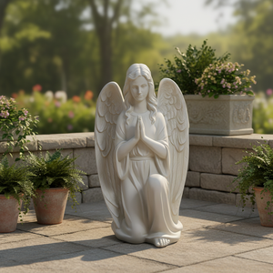 Estatua de Ángel Arrodillado en Oración - Escultura de Resina Blanca Hecha a Mano, Resistente al Agua, para Uso en Interiores/Exteriores, Decoración Personalizada para <span class=keywords><strong>el</strong></span> Hogar y Jardín - Product Image 3
