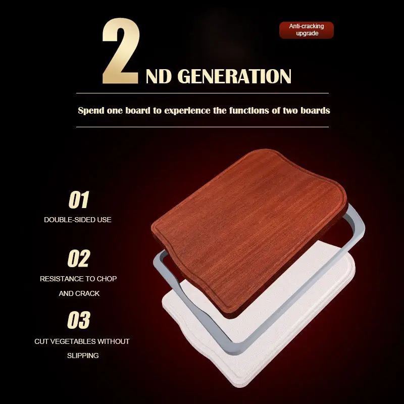 Wholesale Double-sided Use PE Bamboo Fiber Whole Wood Anti-slip Chopping Board Cutting Blocks for Cutting Meat Vegetables