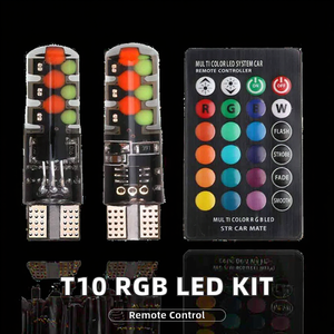 2pcs <span class=keywords><strong>T10</strong></span> RGB <span class=keywords><strong>LED</strong></span> Bóng đèn 12V nội thất Wedge đèn đa-chế độ nhấp nháy COB giọng đèn với điều kiện mới từ xa - Product Image 3