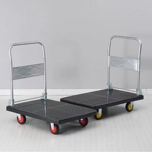 Carretilla de Mano Plegable de Cuatro Ruedas, de Polipropileno Negro, con Capacidad de Carga de 100-800 kg, Carrito de Transporte para Compras - Product Image 3