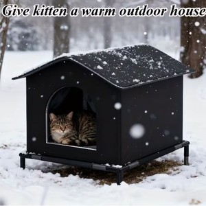 Casa para Gatos Callejeros, Impermeable, Resistente a la Lluvia, Resistente al Frío, Cálida para Invierno, Tienda de Campaña de Gran Espacio para Mascotas - Product Image 4