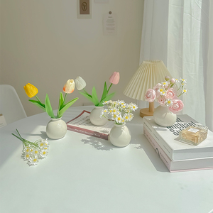 Jarrón de Cerámica Clásico de Estilo Coreano, Jarrón Moderno Art Deco con Flores Artificiales, Mini Jarrón Redondo para Decoración del Hogar - Product Image 5