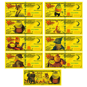 Billete de Banco Chapado en Oro Personalizado al por Mayor, Película de Dibujos Animados 'Bad Team', Artesanía Metálica, Regalo de Navidad para Niños - Product Image 1