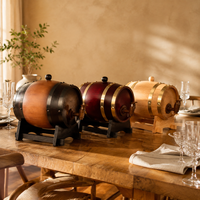 Distributeur de vin en fût de bois avec robinet et support pour service sur table de bar à domicile, fournisseur en gros d'articles de bar en bois de pin et de chêne