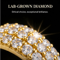 Bague empilable QX Fine Jewel en argent sterling S925 pour femme, avec moissanite brillante de 2 carats, couleur D, qualité VVS1, plaquée or, sertie à griffes