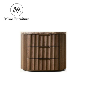 Home Modern Vintage 3 Chest <strong>of</strong> Drawers <strong>Bedside</strong> <strong>Table</strong> Natural Oak Wooden Marble Top Nightstand <strong>Set</strong> <strong>2</strong> Hotel Living Room Side <strong>Table</strong> - Product Image 4