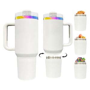 40oz H2.0 Tumbler White Blank Sublimation Rainbow Plated Water <b>Bottle</b> with Storage Compartment - Product Image 2