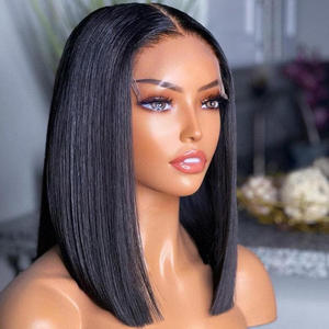 วิกผมบ๊อบสั้นแบบตรง 13x4 โปร่งใส HD Lace Front  วิกผมบราซิลแท้ <span class=keywords><strong>150</strong></span> ดีเพนซิตี้ 14 นิ้ว  แบบ Pre Plucked  วิกผมเวอร์จิ้น - Product Image 5
