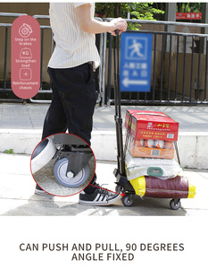Chariot à main pliable à 4 roues Chariot à roulettes pliable à usage intensif Chariot à roulettes pliable avec 2 cordes élastiques pour déménagement au bureau - Product Image 6