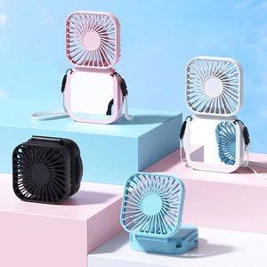 Ventilador de Mano Plegable Recargable USB de Tres Velocidades con Espejo de Maquillaje, Mini Ventilador Portátil para Uso en el Automóvil, Personalizable - Product Image 1