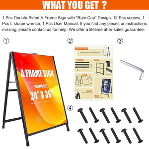 CYDISPLAY 24x36 inç bir çerçeve işareti taşınabilir çift taraflı katlama sandviç panel demir taşıma kolu slayt-kaldırım tabela - Product Image 2