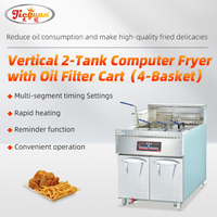 Penggorengan Silinder 2 Tangki 4 Keranjang Bahan Stainless Steel Desain Baru Penggorengan Meja Kecepatan Tinggi dengan Filter Minyak KFC untuk Restoran Cepat Saji