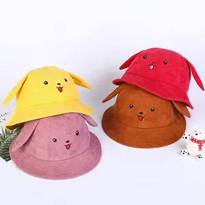 New type hot sale kid bucket hats,Rabbit ears Fisherman's hat,Corduroy Basin cap