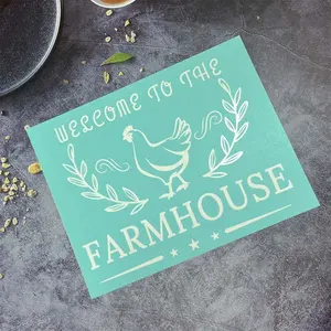 Plantilla de serigrafía autoadhesiva de granja, plantillas de malla de gallina reutilizables para decoración del hogar DIY, camisetas, bolsas de tela de almohada