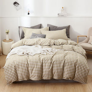 Ensemble de housse de <span class=keywords><strong>couette</strong></span> <span class=keywords><strong>à</strong></span> carreaux jaune pâle Queen 100% coton literie <span class=keywords><strong>à</strong></span> grille Ultra douce réversible vichy ensemble de literie <span class=keywords><strong>à</strong></span> carreaux géométriques - Product Image 1