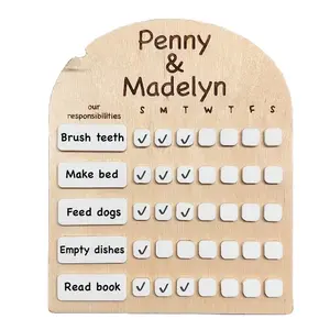 Custom Weekly Responsibilities Dry Erase Sign Wooden Chore Chart Board for Kids