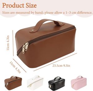 Personalized Travel Makeup Bag, Customized Large Capacity Cosmetic Bag, PU Leather Toiletry Bag for Women, Bridesmaid <b>Gifts</b> - Product Image 2