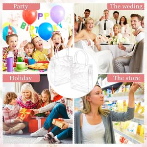 Bolsa con asa de varios tamaños elegante impresa con logotipo personalizado bolsa transparente de PVC para regalo de cumpleaños fiesta de boda duradera - Product Image 6