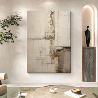 Beige Wabi Sabi Wall Art Minimalisme Abstrait Peinture À L'huile Grand 3D Texturé Toile Moderne Beige Abstrait Décor À La Maison