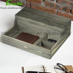 Modern Gray Wood Oval Valet Box for Men Jewelry Organizer <b>Storage</b> Container Lightweight Customizable Size <b>Gift</b> Box - Product Image 3
