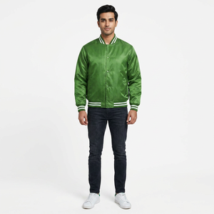 Blouson universitaire noir de baseball d'hiver 2025 de haute qualité, avec logo personnalisé, chauffant, 100 % coton respirant, col montant pour homme - Product Image 1