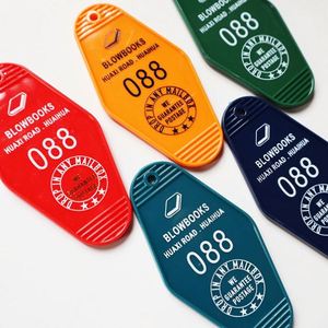<b>Custom</b> logo Color Material Key Tags Promotional Blank Plastic Retro Vintage Motel Room Hotel <b>Keychain</b> - Product Image 6