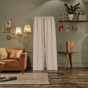 Pantalon en toile décontracté pour homme, taille mi-haute, respirant, devant plissé, poids lourd, 100% coton, fermeture élastique à la taille, hiver, numérique - Product Image 3