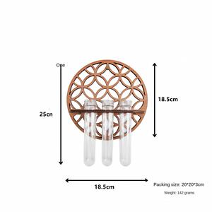 Wholesale Eco-friendly Round Solid Wood <b>Storage</b> <b>Rack</b> Hanging Wall Mounted Living Room Decoration with Test Tube Chinese Style - Product Image 3