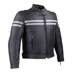 Veste de moto en peau de mouton pour homme, hiver, épaisse, chaude, décontractée, vintage, col montant, fermeture éclair - Product Image 1