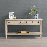 Console en chêne massif de style néoclassique français, avec étagère ouverte, pour hôtels et salles à manger