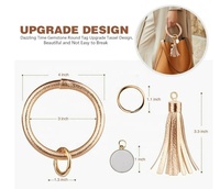 Rond grand léopard tournesol bracelet en cuir bracelet cercle gland bracelet porte-clés bracelet