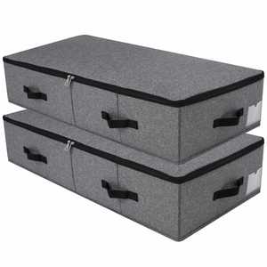 Caja de Almacenamiento Rectangular Plegable Moderna para Cama, con Soporte de Plástico, Asas, Tapa con Cremallera, Organizador, Contenedor de Almacenamiento para Mantas - Product Image 2