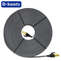Cable de Red CAT8 SFTP con Blindaje de Plata, Conductor de Cobre Sólido, Cubierta de PVC, RJ45, Negro Gris, Certificado CE, para Juegos, PC, PS5, Xbox