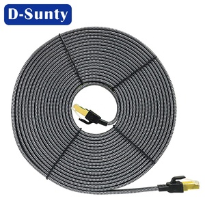 Cat8 Braided Flat <b>Ethernet</b> <b>Cable</b> Pure Copper Conductor Stp 30awg Rj45 Connector Black Gray Available In 1m 2m 3m 5m 10m <b>15m</b> 20m - Product Image 2