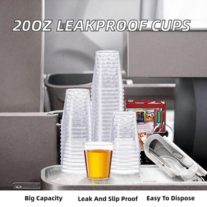 Vasos Desechables de Plástico para Bebidas Frías de 20 oz, Aptos para Mesas de Avión, Resistentes a Fugas y Deslizamientos, Gran Capacidad, para Viajes, Paquete de 200 - Product Image 2