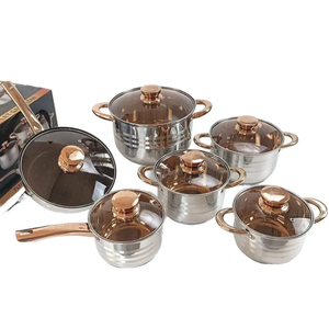 Ensemble <span class=keywords><strong>de</strong></span> casseroles en acier inoxydable magnétique écologique moderne HanFa <span class=keywords><strong>de</strong></span> 12 pièces avec <span class=keywords><strong>poignée</strong></span> dorée pour tous les types <span class=keywords><strong>de</strong></span> cuisinières, y compris le couvercle <span class=keywords><strong>de</strong></span> la casserole - Product Image 4