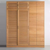 Armoire de chambre moderne en panneaux de particules avec portes battantes à persiennes, durable et écologique, pour villa et salon domestique