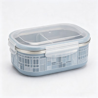 Kotak Makan Siang Terisolasi Stainless Steel Multi Warna, Wadah Makanan 2 Sekat dengan Tutup Kedap Udara, Kotak Bento dengan Klip Pengunci