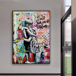 Street Embrace Doodle nghệ thuật trang trí bức tranh Thanh cửa hàng quần áo sáng tạo trừu tượng màu tường sơn dầu - Product Image 3