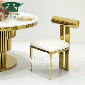 Chaises de salle à manger de luxe en acier inoxydable doré royal pour événements - Product Image 3