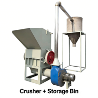 Déchiqueteuse de bouteilles PET avec moteur 30 kW, machine de recyclage automatique du plastique, broyeur de plastique portable, ligne de recyclage avec boîte de vitesses simple