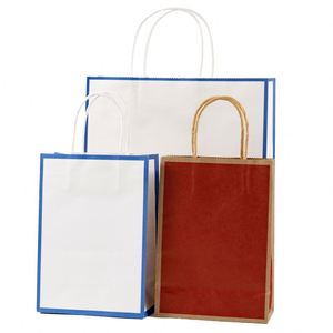 Custom Printed <b>Your</b> <b>Own</b> logo Paper <b>Bags</b> Wholesale Stock Gift Food Grocery <b>Coloured</b> Handle Kraft Paper <b>Bags</b> - Product Image 2
