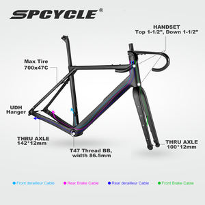 Cadre de vélo Spcycle 2024 Aero en fibre de carbone 700x47C UDH Hanger T47 Thread BB Race Bicycle Carbon Fiber Frameset - Product Image 6