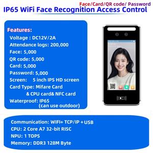 Reconnaissance faciale API SDK Time Attendance Contrôle d'accès à la vision nocturne avec reconnaissance faciale en alliage d'aluminium <span class=keywords><strong>USB</strong></span> argenté - Product Image 2
