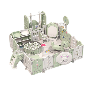 Khu vui chơi an toàn cao cấp Corrales Para Bebes, hàng rào chơi xếp gọn bằng nhựa di động cho bé với cầu trượt và xích đu - Product Image 1