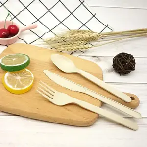 Biyobozunur tek kullanımlık kaplar Set plastik Compostable kaşık çatal bıçak çatal bıçak kaşık seti barbekü partisi için 6.5 inç