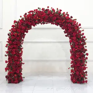 GNW 2023 New Products Romantic red wedding background Firm And Not Easy To Fall Off Artificial Decoration Wedding Flower Wall