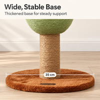 Poteau à gratter pour chat en sisal avec 3 balles colorées et base large et stable pour chats d'intérieur, idéal pour aiguiser les griffes