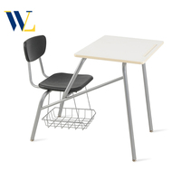 Chaise de lecture scolaire pliable en acier avec support métallique et tablette d'écriture, écologique et durable