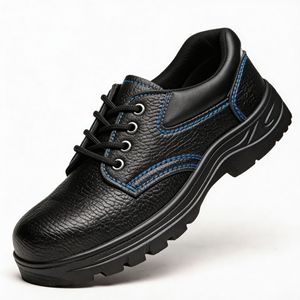 Zapatos de Seguridad Negros con Cordones Texturizados, Zapatillas de Trabajo con Puntera de Acero, Calzado Protector Antipinchazos para la Construcción Industrial - Product Image 1
